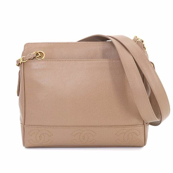 CHANEL Handbags - Chanel Triple Coco Chain Shoulder Handbag, Caviar Leather, Light Brown, Gold ...